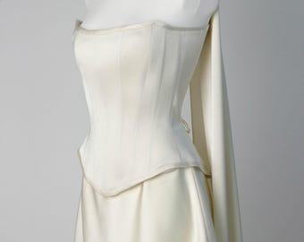 Handmade Satin Bridal Separates, Ivory Corset Top & Short Skirt, Second Wedding Dress