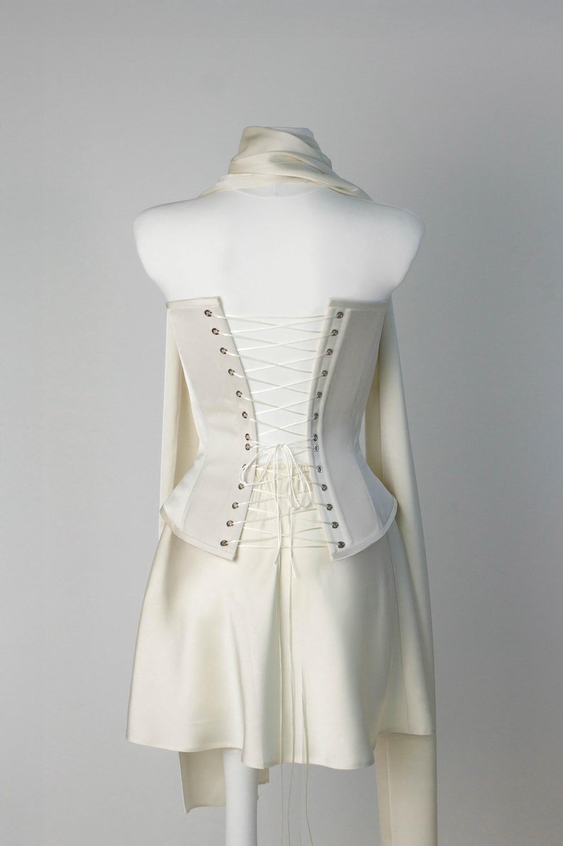Short Reception Dress, Bridal Separate Corset and Skirt, Corset Wedding Dress, Mini Bride Dress, Civil Wedding Dress, Elegant Cocktail Dress image 7