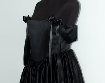 Black Wedding Dress Satin, Elegant Bridal Corset Dress, Gothic Minimalist Ball Gown, Custom Bridal Gown, Perfect for Alternative Wedding