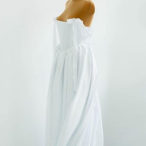 White Corset Wedding Dress, Minimalist Satin Bridal Gown, Basque Waist Wedding Dress with Straps, Classic Romantic Design, Custom Size