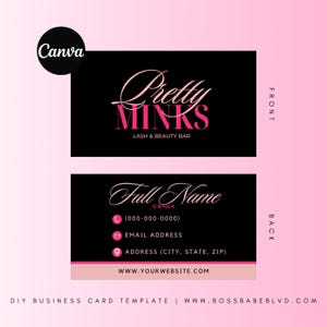 Beauty Business Card Template, Professional Lash Tech Business card, DIY Business Card, Lash Templates, Lash Artist
