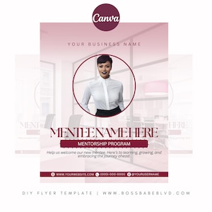 New Mentee Welcome Flyer Canva Template | Editable Mentorship Program Onboarding Flyer for Coaches, Consultants & Service Professionals