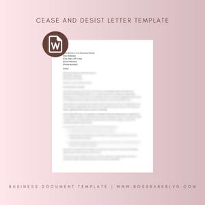 Plantilla de carta de cese y desistimiento, documento legal personalizable, suspensión de infracciones, protección de la propiedad intelectual, carta legal editable