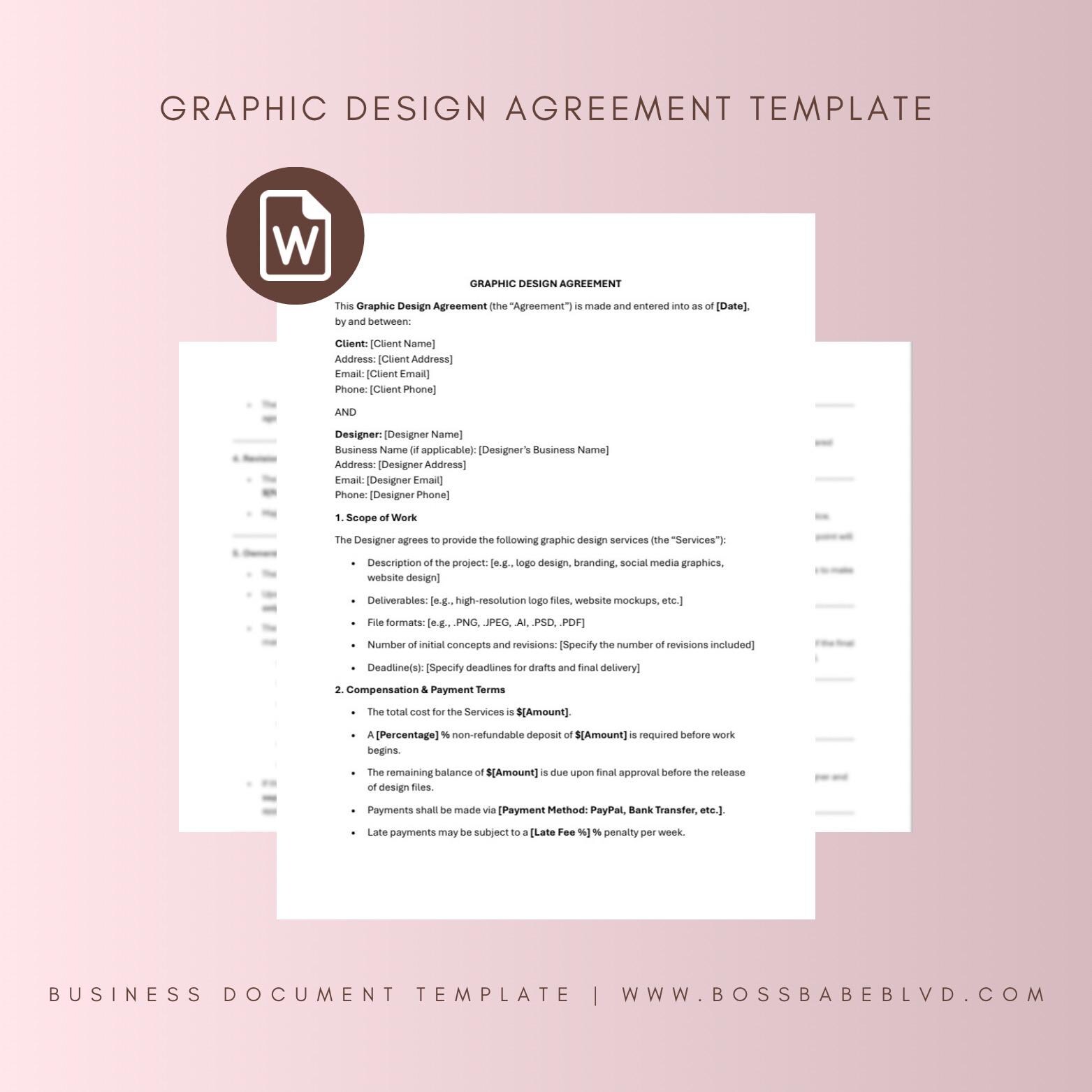 Image showcasing Graphic Design Agreement Template, Editable Branding Contract ...