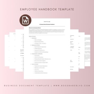 Employee Handbook Template, Employee Welcome Packet, New Hire Onboarding, Human Resources Documents