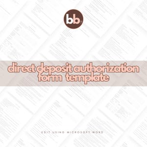 Direct Deposit Authorization Form Template, Editable Business Document (PDF File)