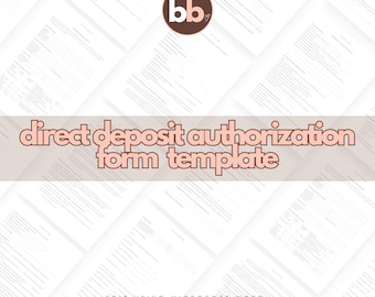 Direct Deposit Authorization Form Template, Editable Business Document (PDF File)