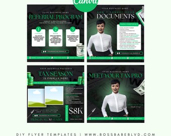 Tax Preparer Flyer Bundle: Tax Pro DIY Canva Flyer Templates for Marketing, Client Outreach, Tax Tips, IRS Services, and Business Growth