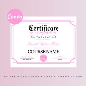 Certificate of Completion Template, Certificate of Achievement Template, Training Certificate, Course Certificate, Diploma Template, Canva