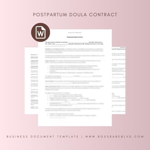 Postpartum Doula Contract, Postpartum Doula Client Intake Forms, Doula Service Agreement, Postpartum Planning, Postpartum Education