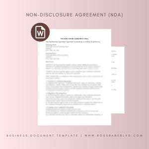 Non-Disclosure Agreement Form Template, NDA Template, NDA Agreement, Confidentiality Agreement, Confidentiality Disclosure Form