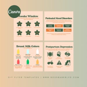Modelli di post sui social media per doula: infografiche Canva modificabili (download digitale)