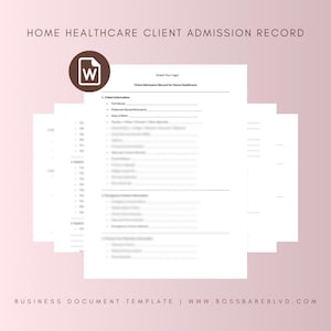 Home Health Care Client Intake Forms, Home Health Admission Records, Skilled Nursing Visit, Home Care Templates, Home Health Aide, PDF Form
