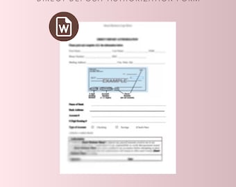 Direct Deposit Authorization Form, Direct Deposit Authorization Templates, PDF File, Editable Business Document, Customizable , Easy To Use