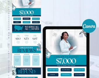 DIY Tax Preparer Canva Website Template | Editable One-Page Website & Landing Page for Accountants, Bookkeepers, CPAs, and Tax Professionals