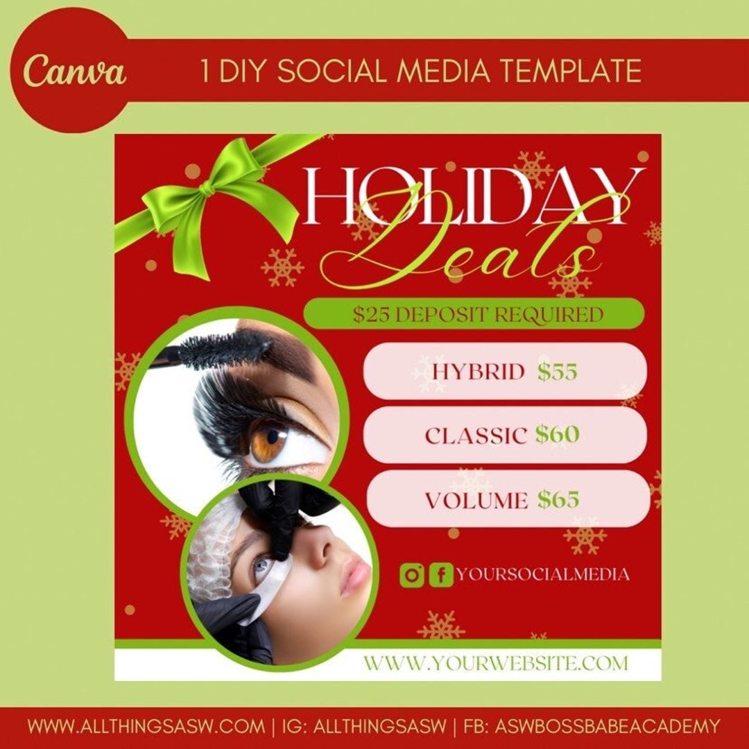 Holiday Deals Flyer, Lash Christmas Flyer, Lash Tech Christmas Flyer