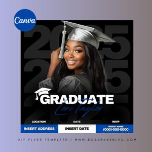 Graduation Flyer, Senior Grad Announcement, Graduation Invitation Template, Graduation Party, Class Of 2025, Graduation Announcement