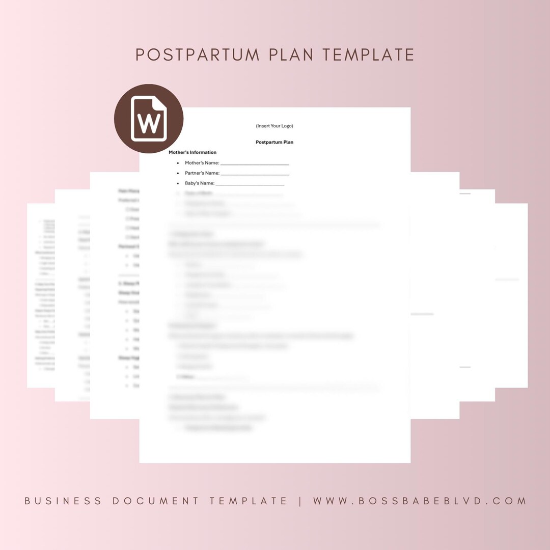Postpartum Care Plan Template, Editable Recovery Plan for New Moms ...