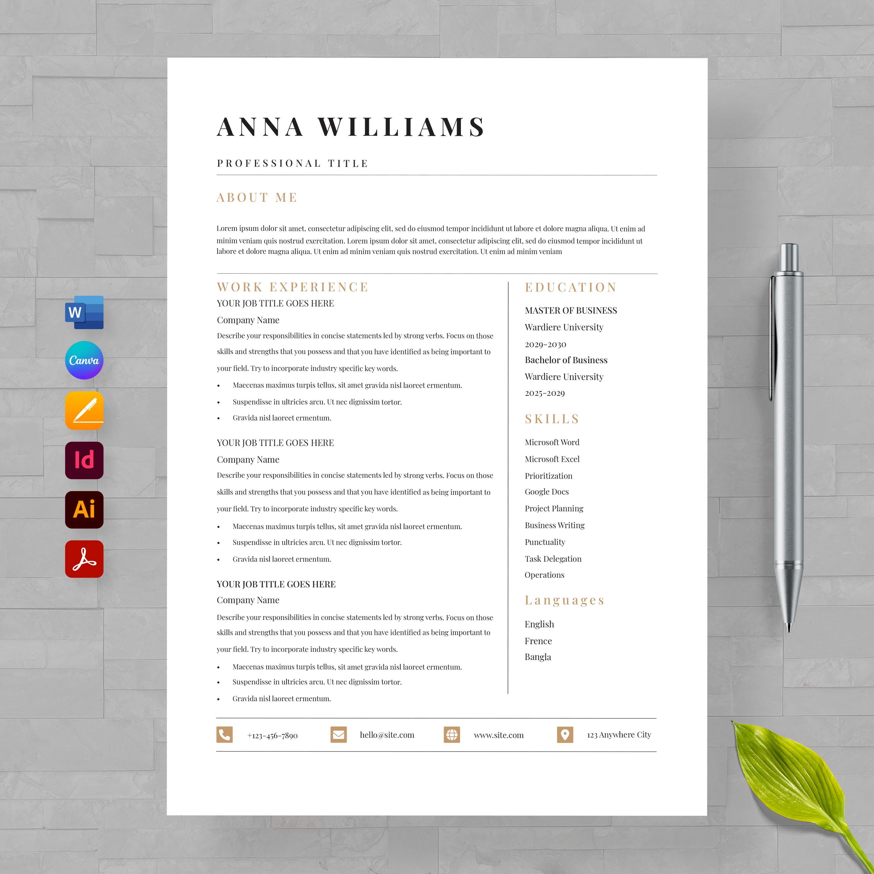 Canadian Resume Template – Professional & Ats-friendly Resume for ...