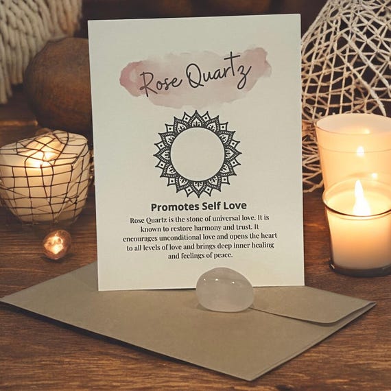 Rose Quartz Crystal Meaning Card, Love Energy, Healing Stone, Meditation Tool, Love Crystal Grid Crystals, Budget-Friendly Spiritual Gift