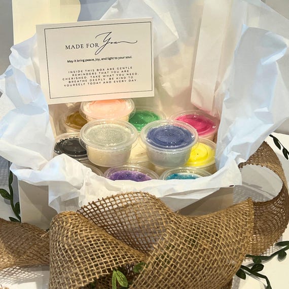 Manifestation Crystal Wax Melts Gift Box, Healing Kit, Thinking of You Wellness Gift Set, Intentional Living, Gemstone Infused Wax Tarts