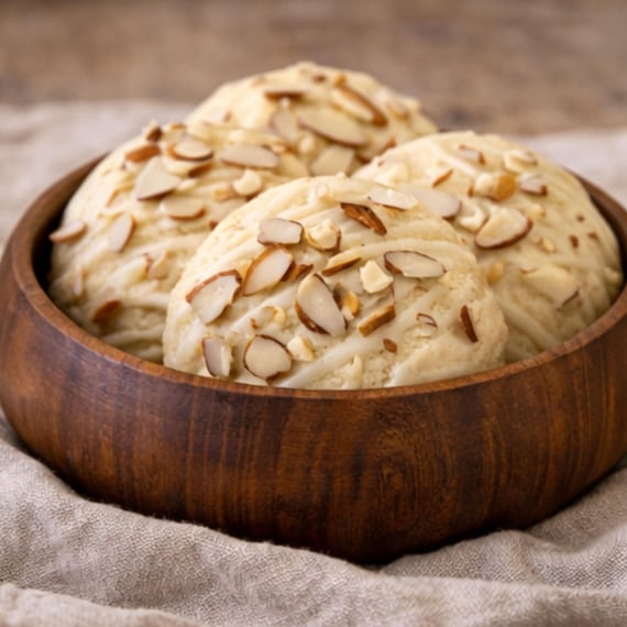 Vanilla Almond Sugar Cookies, Maple Glaze Toasted Almond Topping, Gourmet Homemade Bakery Tea Cakes