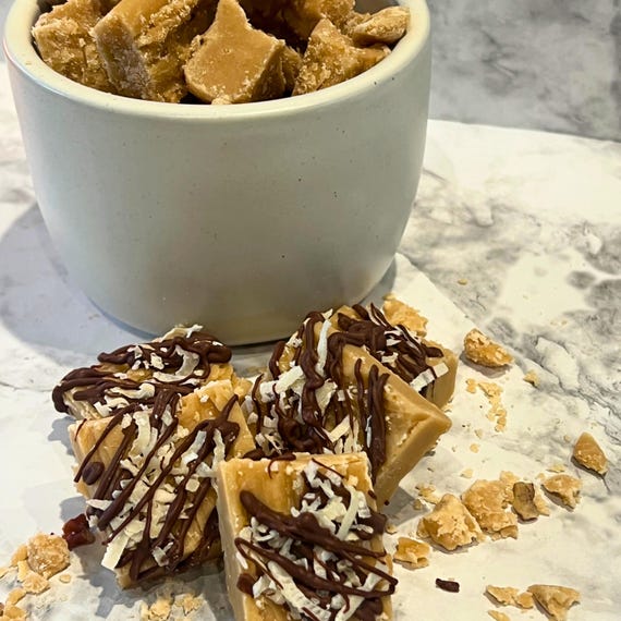Toasted Coconut Brown Sugar Candy: Chocolate Almond Bark Fudge