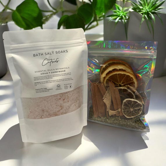 Citrus Bath Salt Soak, Herbal and Botanical Bath Tea, Aromatherapy for Refreshing, Energizing Bath Salt, Mood Boosting, Invigorating Rituals