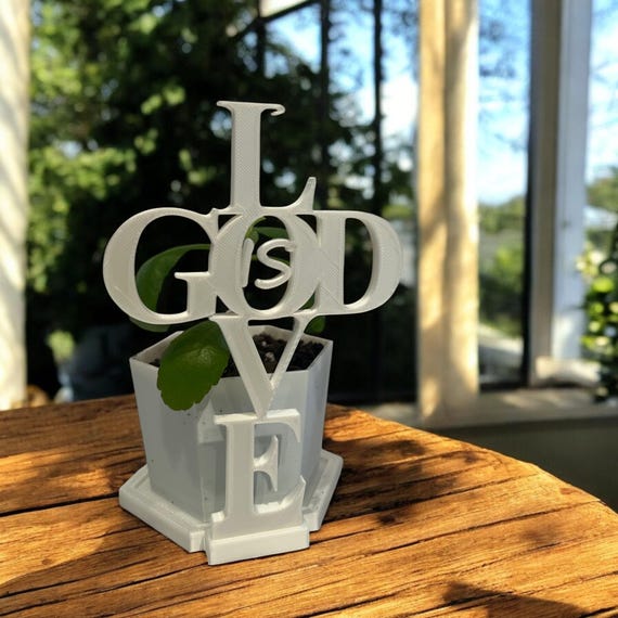 Leaf of Life Plant in God Is Love Pot, Miracle Leaf Succulent, Spiritual Indoor Plant Gift