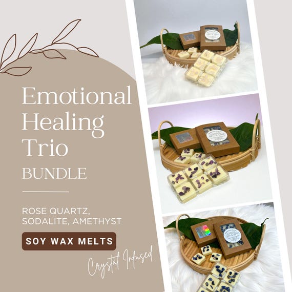 Crystal Infused Wax Melt Set of 3: Amethyst, Rose Quartz, Aventurine