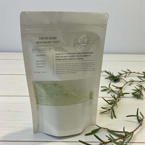 Rosemary Salt, Gourmet Herb Finishing Salt for Potatoes, Steak, Bread, Everyday Cooking
