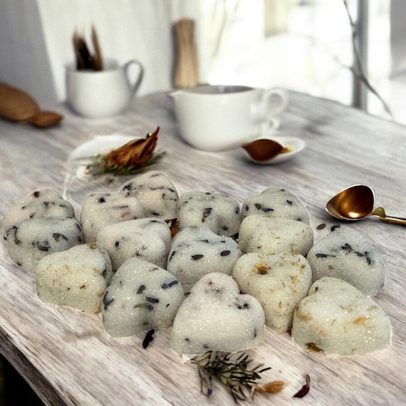 Herb Infused Heart Sugar Cubes: Gourmet Tea & Coffee Sweetener