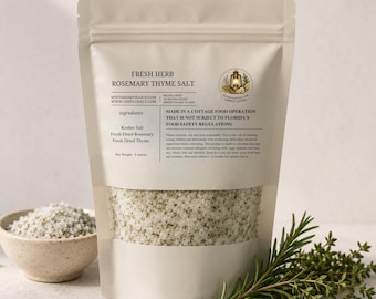 Rosemary Thyme Salt Gourmet Blend, Savory Cooking Seasoning, Finishing Salt for Meat and Veggies