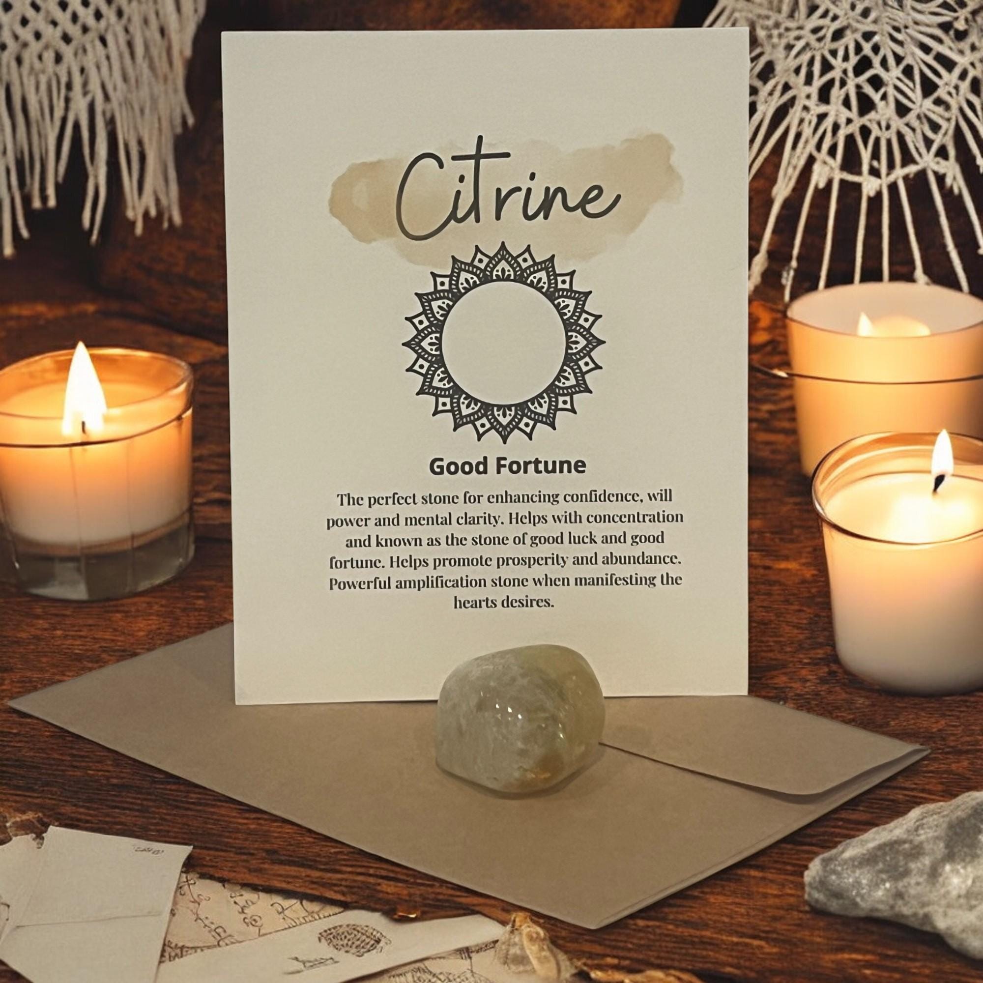 Citrine Crystal With Meaning Card Abundance Prosperity Gift Citrine Crystal With Meaning Card Abundance Prosperity Gift