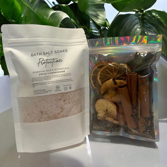 Protection Bath Salt Soak, Herbal Infused Bath Tea, Aura Cleansing Bath Crystals, Shielding Ritual, Aromatherapy for Energetic Protection