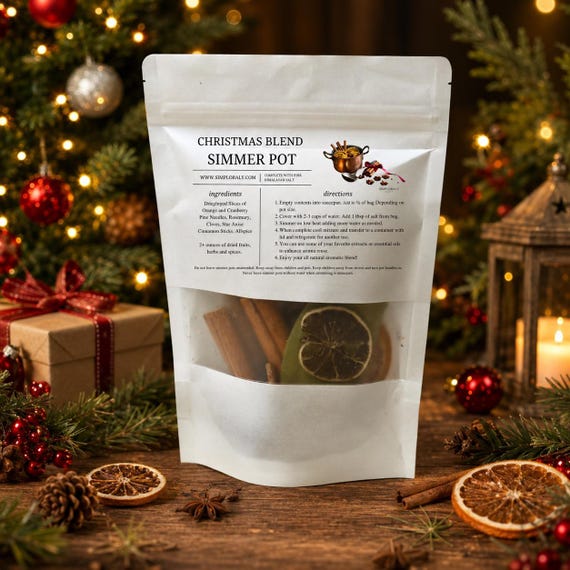 Christmas Simmer Pot Kit: Holiday Stovetop Potpourri, Herbs, Fruits & Spices Aroma