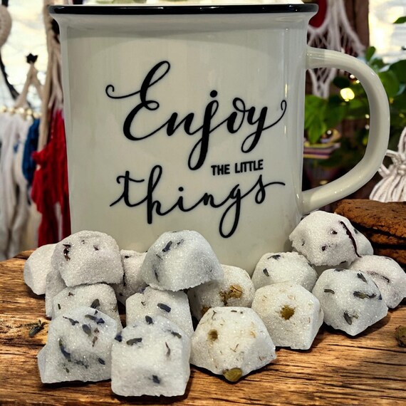 Herb Infused Gourmet Gemstone Sugar Cubes, Herbal Tea Sugar Cube, Coffee Sugar, Cold Beverage Sweetening Enhancer, Flavoring Sugar Gift