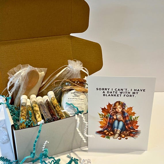 Herbal Tea Gift Set, Funny Introvert Self Care Box, Vanilla Sugar & Charm Infuser