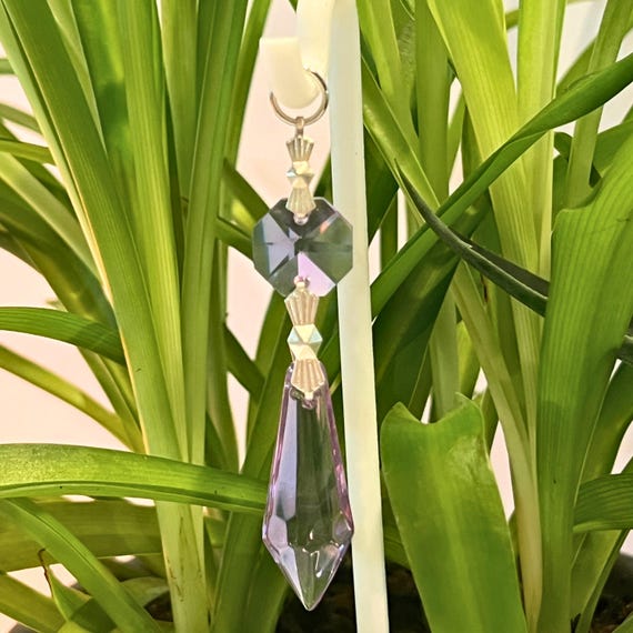 Purple Crystal Point Plant Stake Suncatcher: Shepards Hook Hanging Prism Plant Pal