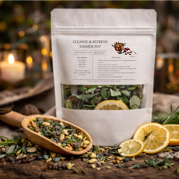 Cleanse & Refresh Simmer Pot Blend, Energy Clearing Aromatherapy, Herbal Stove Simmer