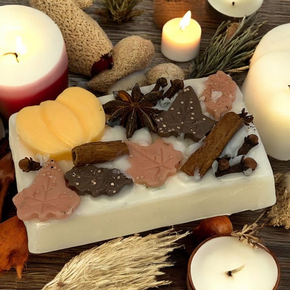 Pumpkin Spice Fall Herb Infused Soy Wax Melt Breakaway Bar, Seasonal Aromatherapy, Cozy Home Scent, Herb Infused Wax Melt Bar
