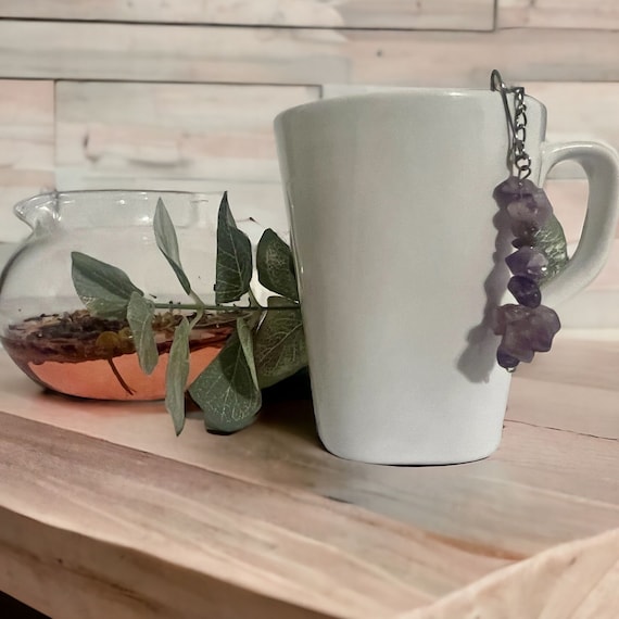 Amethyst Crystal Loose Leaf Tea Steeper for Calming Brews, Enhance Relaxation & Spiritual Growth, Soothing Healing and Mindful Tea Rituals