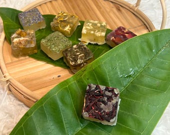 Hibiscus Herbal Tea Bombs, Floral Tea Sugar Candy Cubes Beverage Sweetener