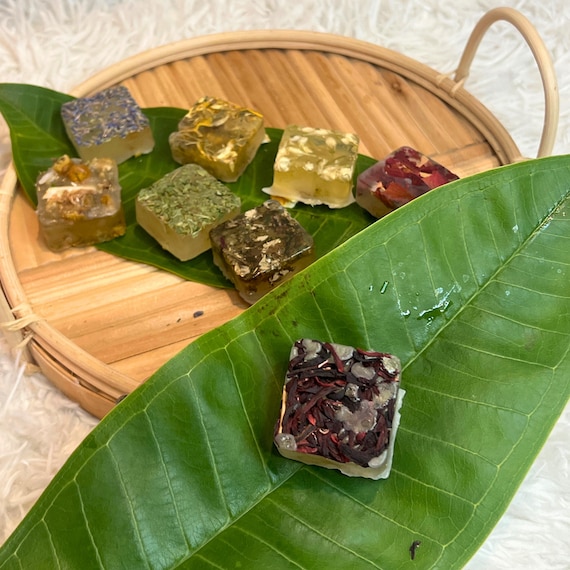 Hibiscus Herbal Tea Bombs, Floral Tea Sugar Candy Cubes Beverage Sweetener