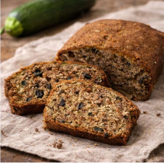 Zucchini Bread Loaf Walnut or Pecan Options, Homemade Comfort Food, Fresh Baked Bakery Loaf