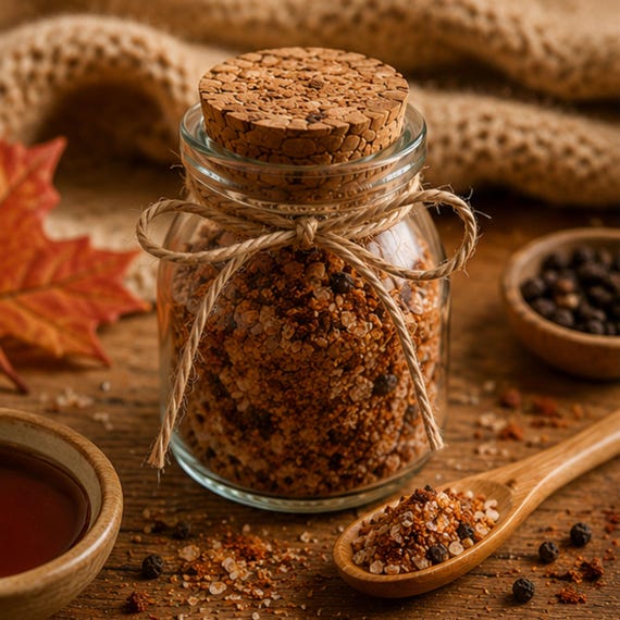 Fireside Maple Pepper Salt, Steak and Grilling Seasoning, Roasted Vegetable Blend, Gourmet Finishing Salt