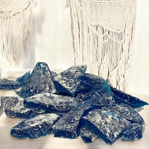 Blue Broken Glass Hard Candy, Nostalgic Old Fashioned Rock Candy Garnish, Vintage Treats