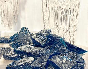 Blue Broken Glass Hard Candy, Nostalgic Old Fashioned Rock Candy Garnish, Vintage Treats