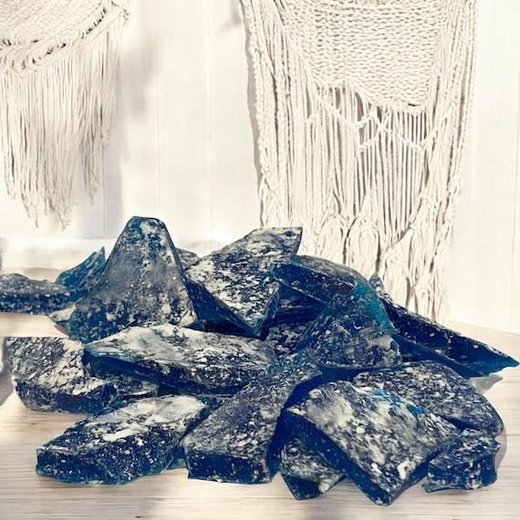 Blue Broken Glass Hard Candy, Nostalgic Old Fashioned Rock Candy Garnish, Vintage Treats