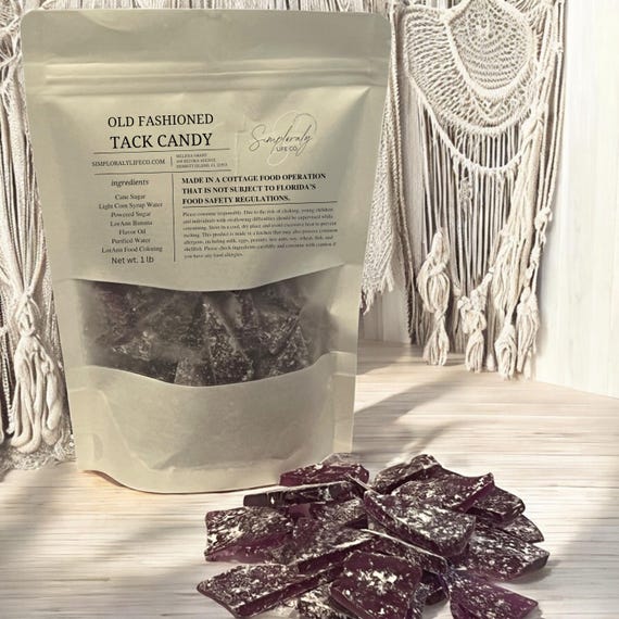 Purple Old Fashioned Hard Tack Candy, Nostalgic Broken Glass Sweet Suckers, Handmade Vintage Treat Gift